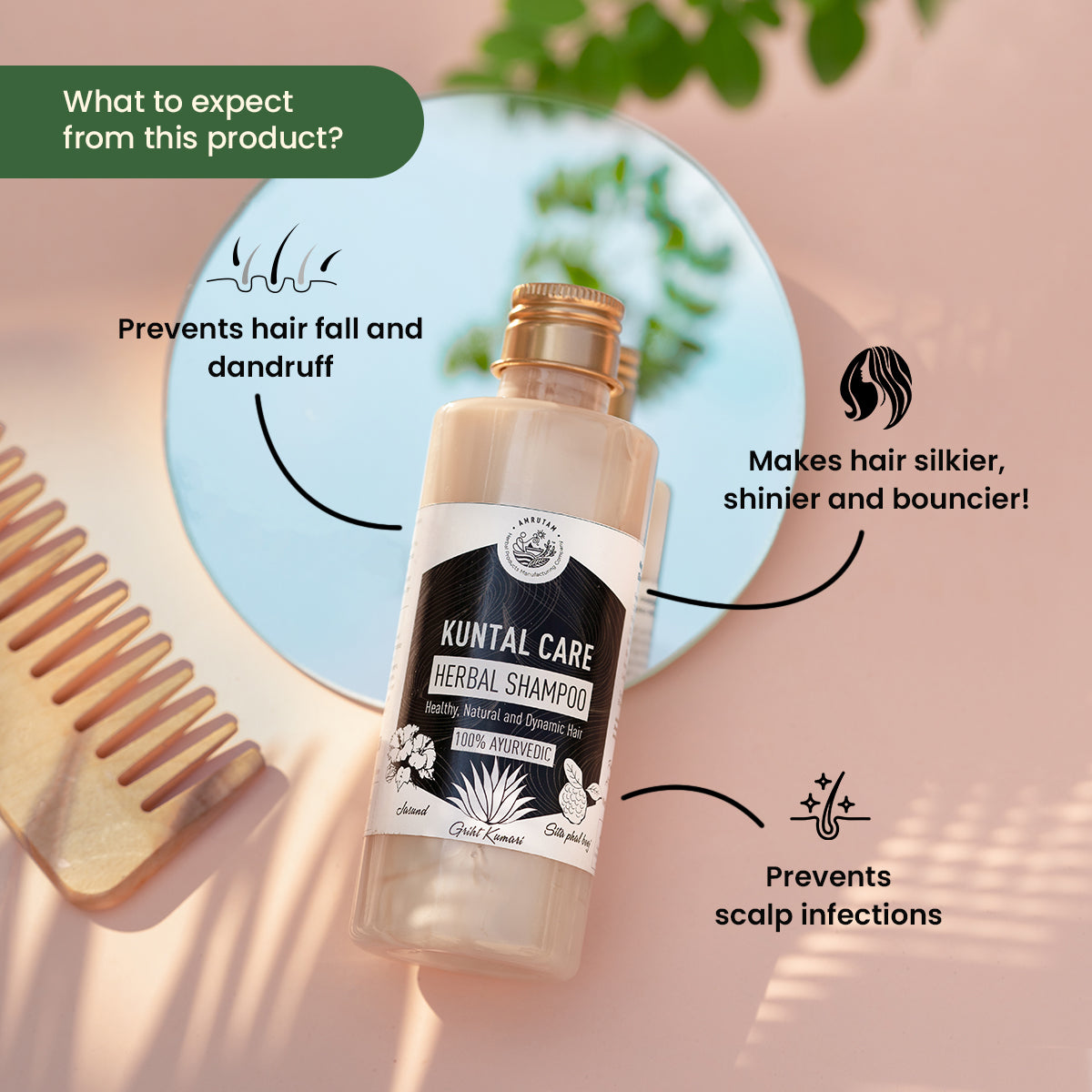 Amrutam Kuntal Care Herbal Shampoo Healthy, Natural and Dynamic Hair - 200 ml