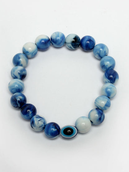 NVR Women & Men Set of 4 Multicolor Evil Eye Elasticated Rakhi With Roli Chawal