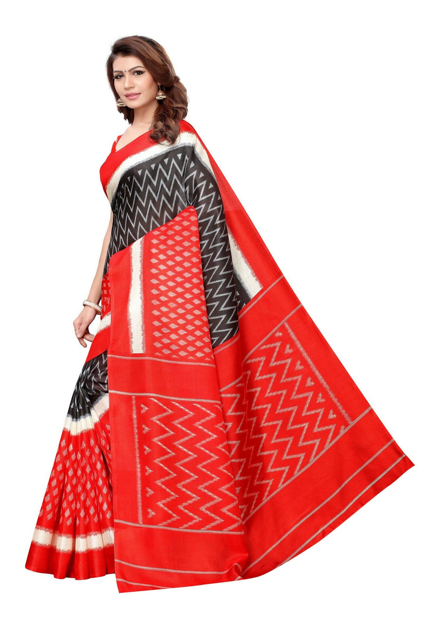 Vamika Red Kalamkari With Jhalar Khadi Silk Saree In Latest Fashion