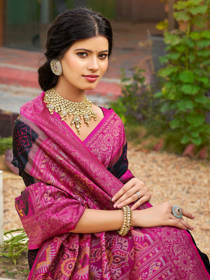 Anaita Black Soft Silk Saree With Floral Printed Work With Blouse