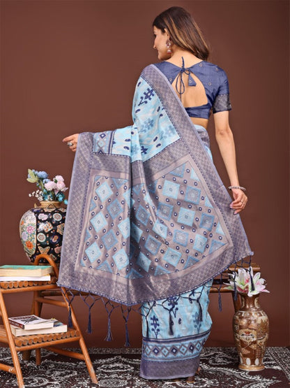 Anaita Blue Banarasi Silk Saree With Blouse