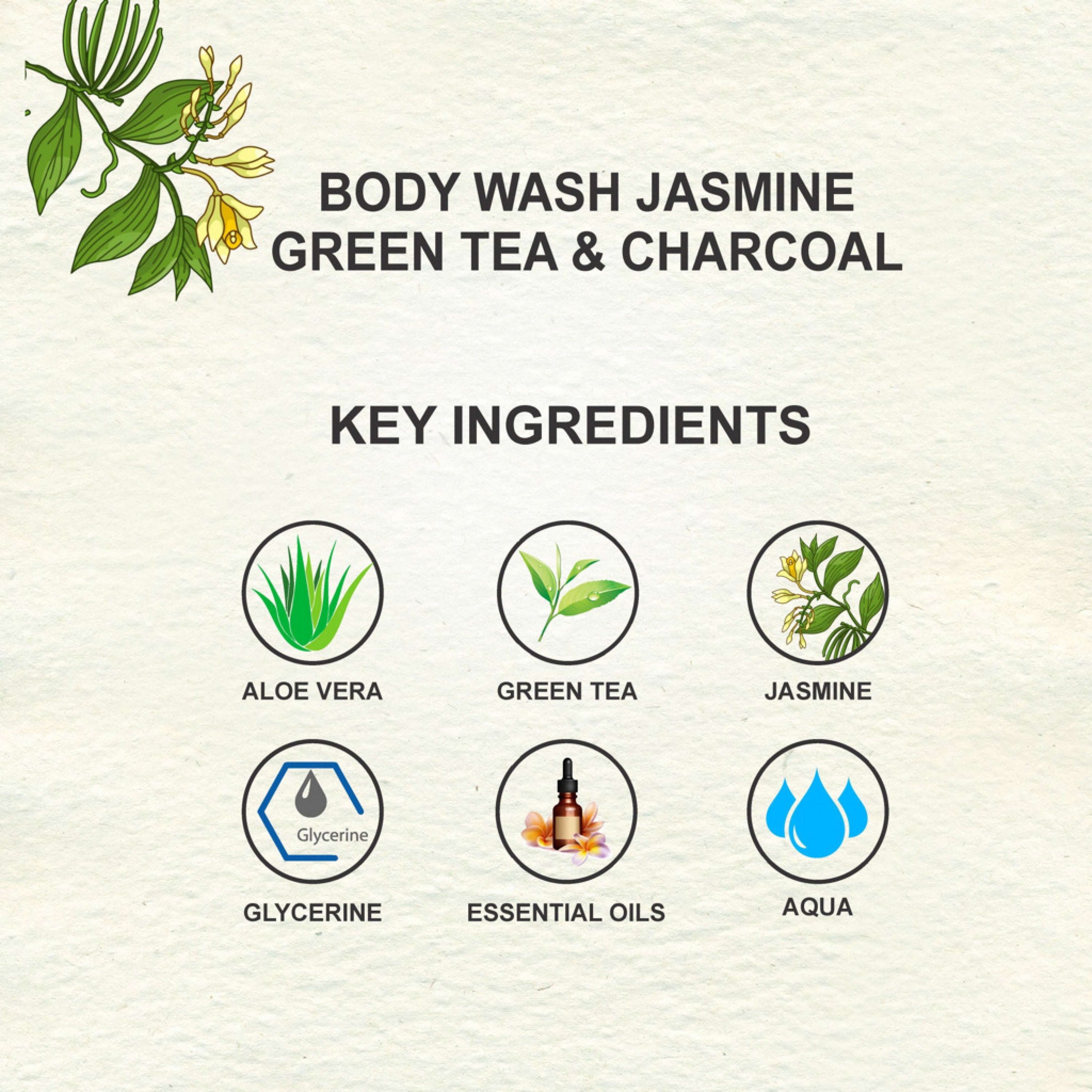 Love Earth Body Wash - Jasmine, Green Tea & Charcoal - 200ml