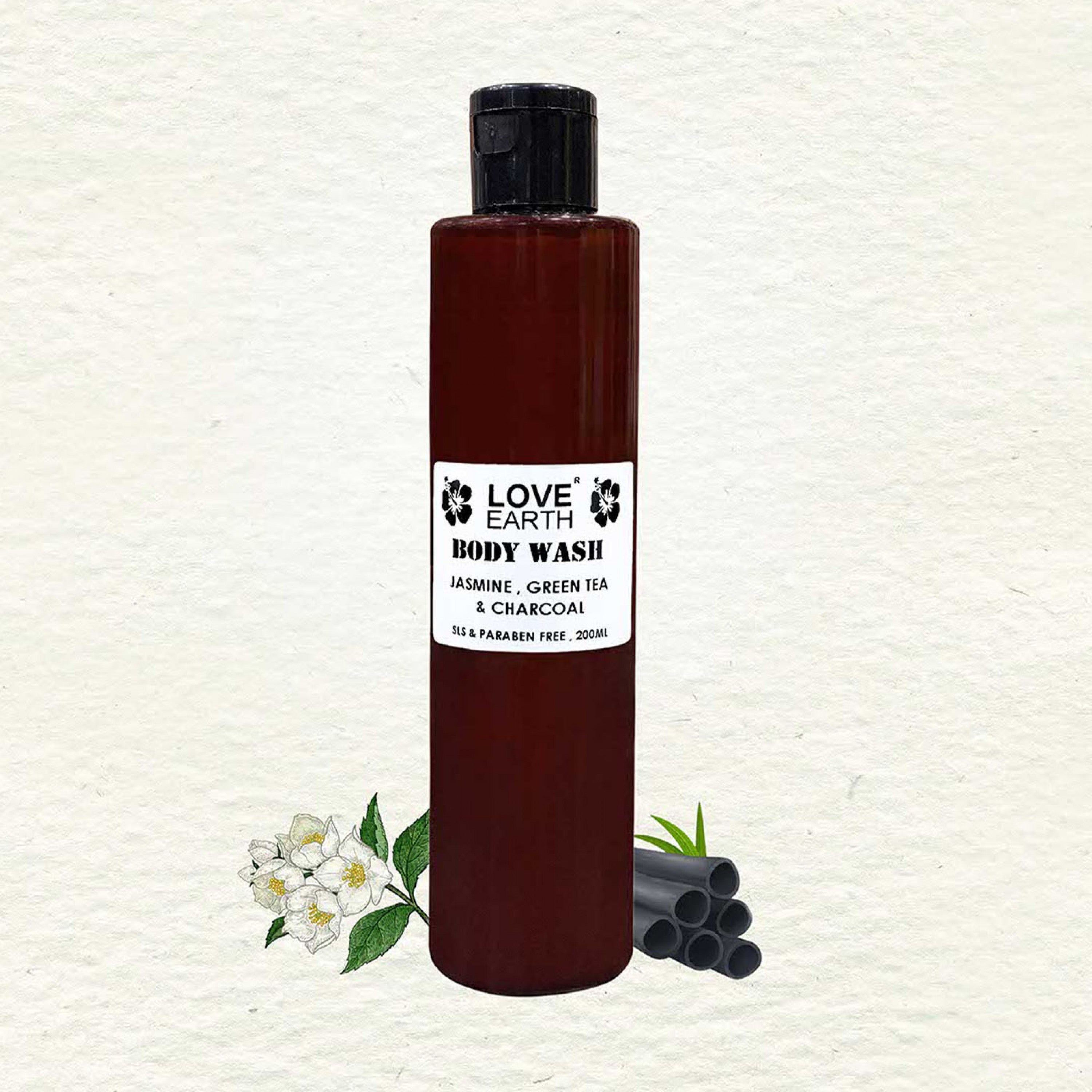 Love Earth Body Wash - Jasmine, Green Tea & Charcoal - 200ml