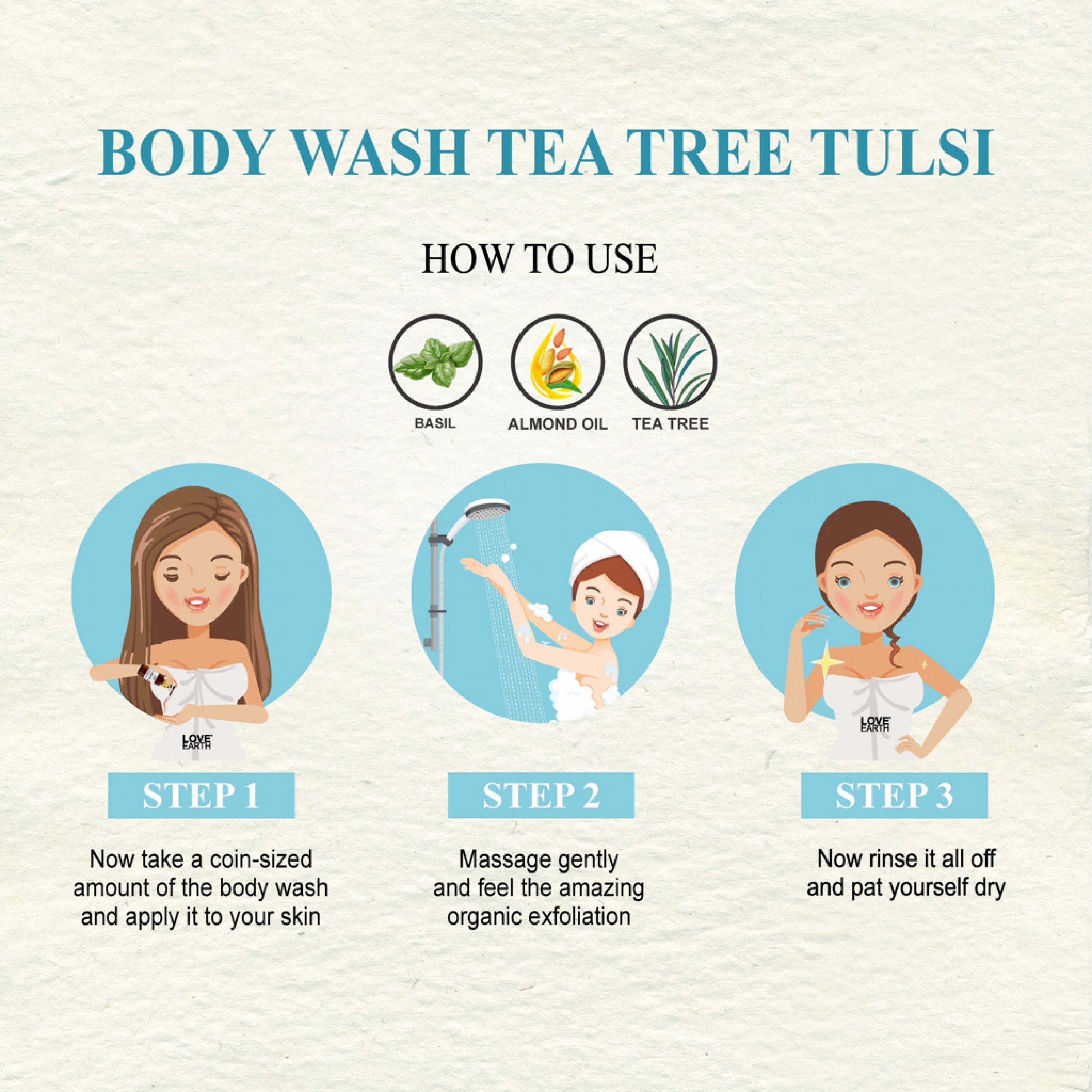 Love Eath Body Wash With Tea Tree & Tulsi - 100 ml