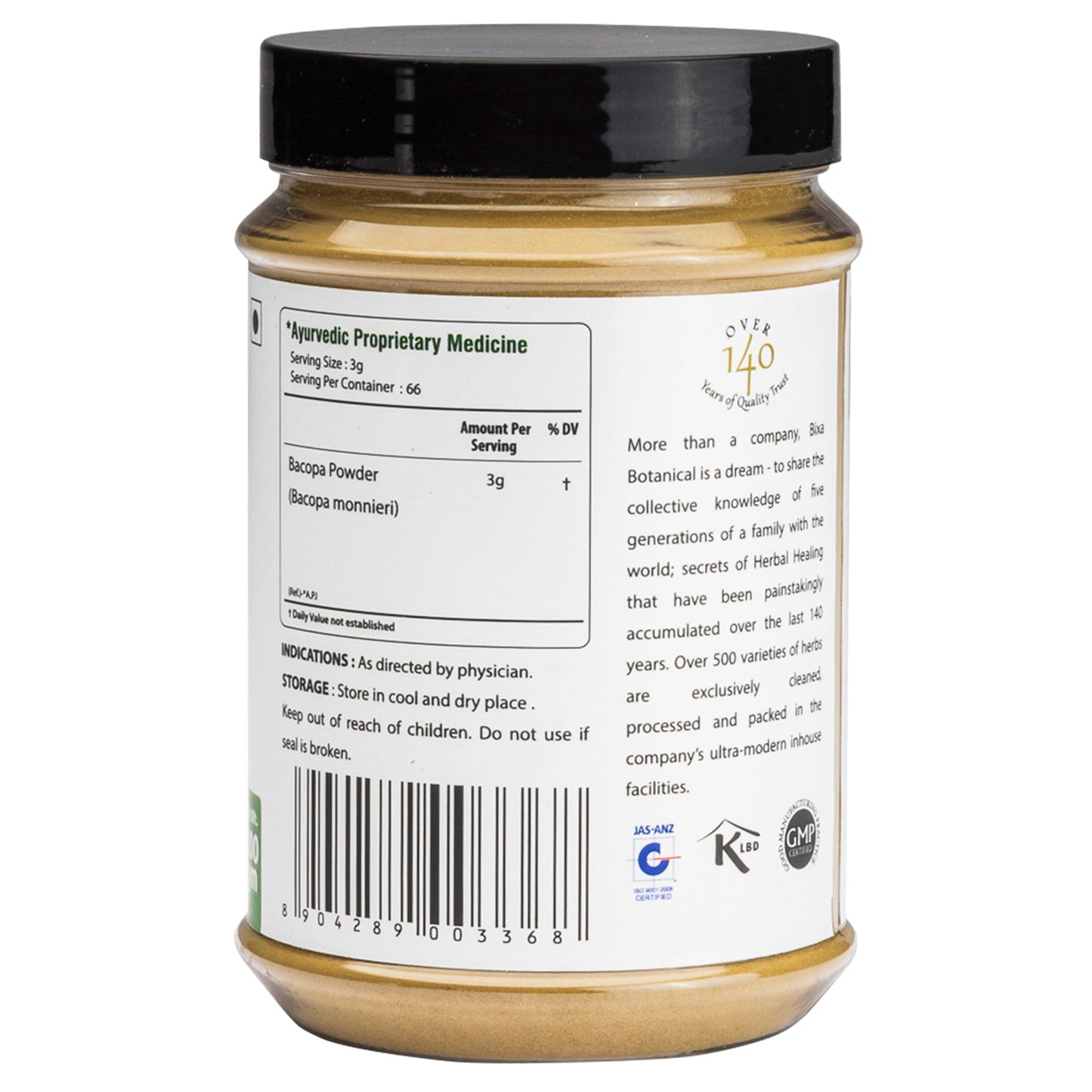 Bixa Botanical Brahmi - Nir Brahmi Herb Powder Bacopa Monnieri - 200 gms
