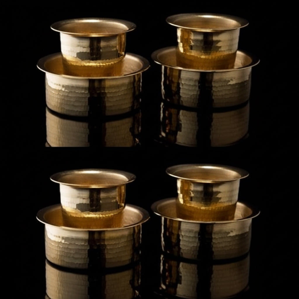 Zishta Brass Coffee Filter Large and Davara Tumbler Combo