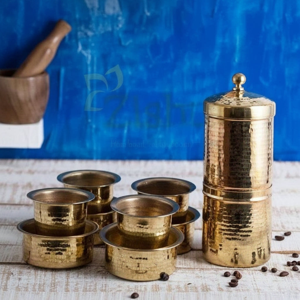 Zishta Brass Coffee Filter Large and Davara Tumbler Combo