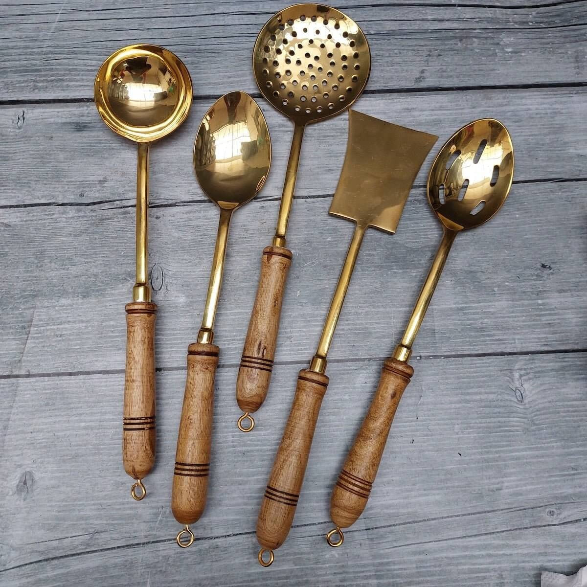 Zishta Brass Serving Ladle Set of 5 Traditional Serveware