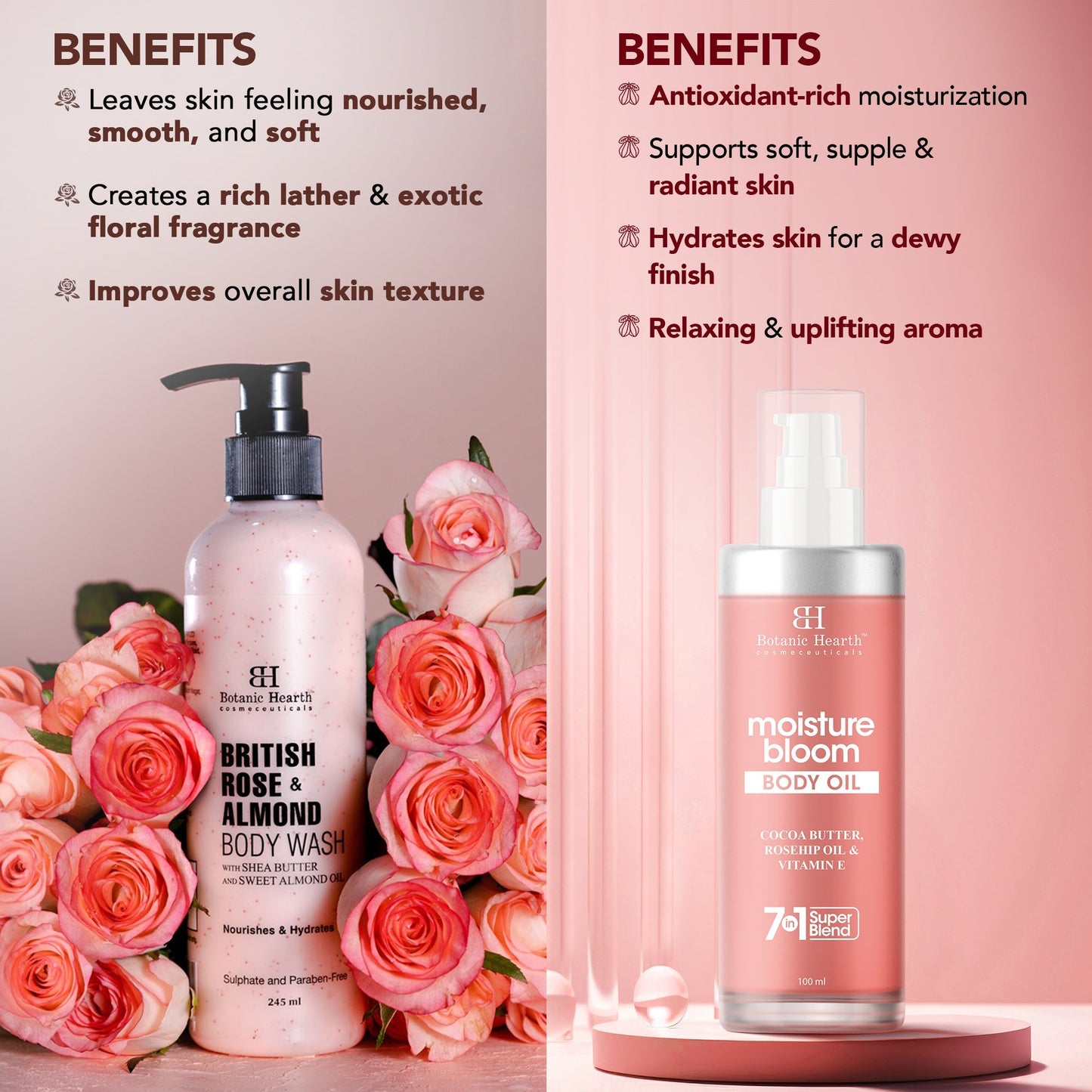 Botanic Hearth British Rose Bodywash & Moisture Bloom Body Oil