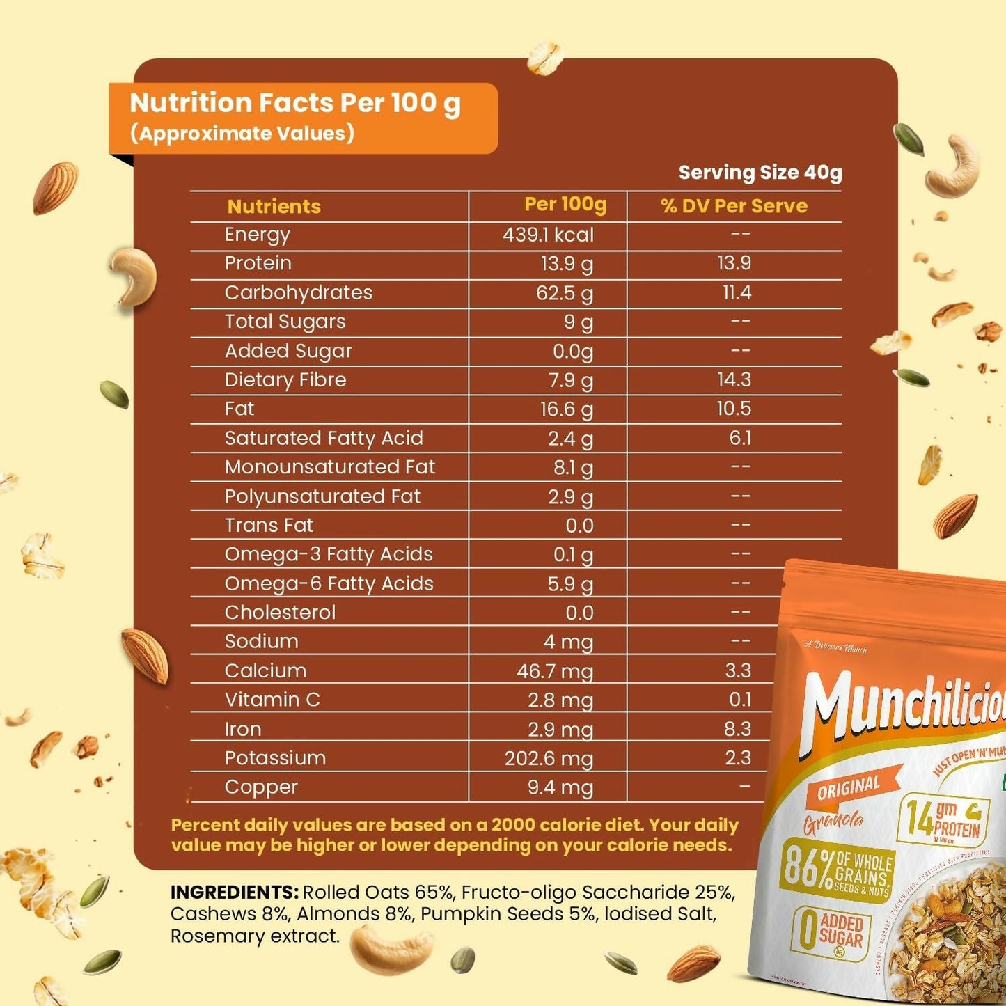 Munchilicious Granola - Original, 80% Seeds & Whole Grains