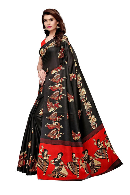 Vamika Black Kalamkari With Jhalar Khadi Latest Silk Saree