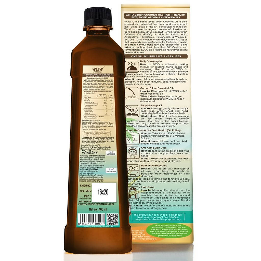 Wow Skin Science Extra Virgin Coconut Oil - 400 ml