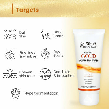 Globus Naturals Gold Radiance Anti Ageing & Brightening Face Wash