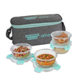 Azley  Safe Glass Lunch box with Break Free Detachable Lock | Set Of 4 | Multiple Colors