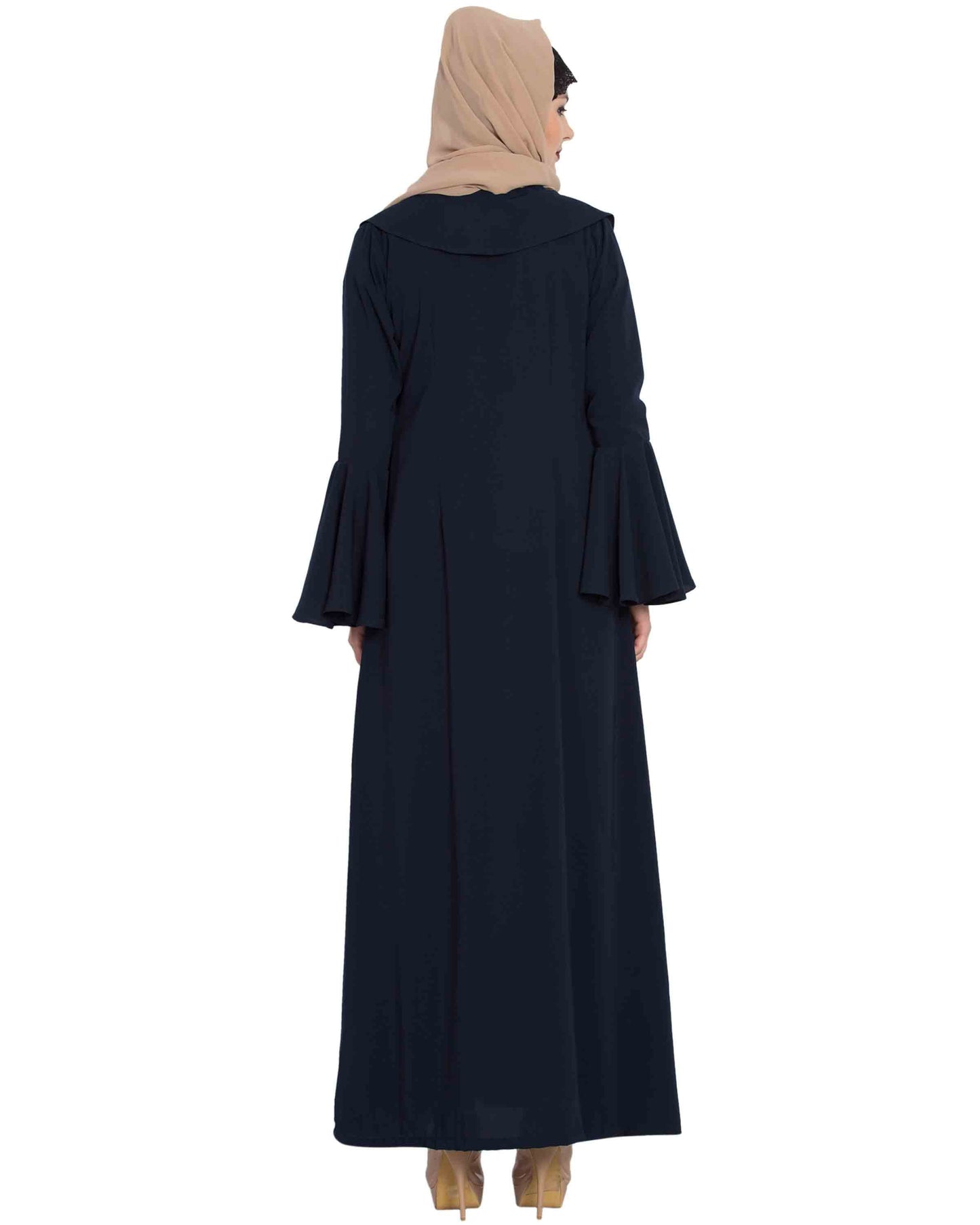 Bashariya Long Cardigan With Bell Sleeves Without Inner Abaya NavyBlue