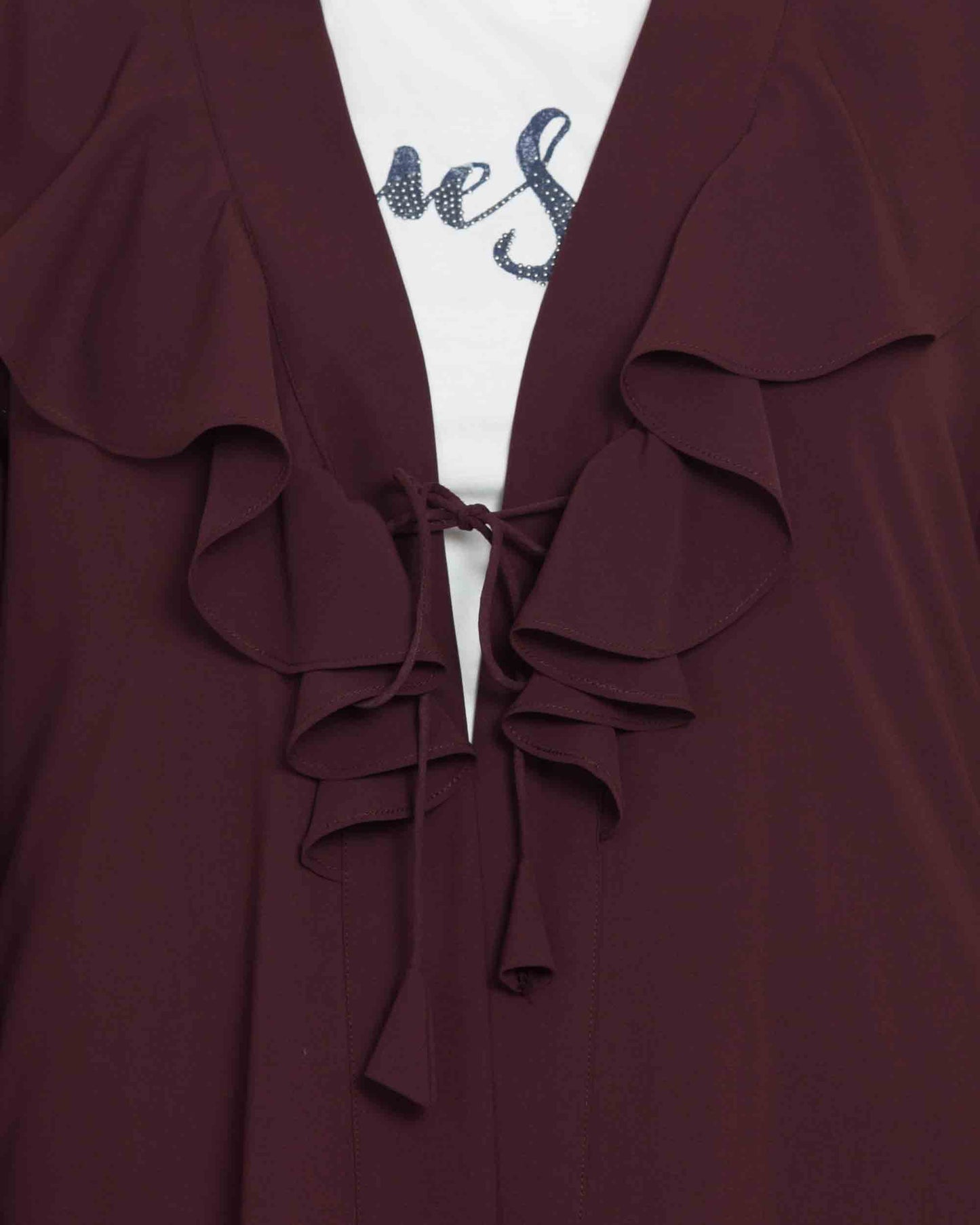 Bashariya Long Cardigan With Bell Sleeves Without Inner Abaya - Wine