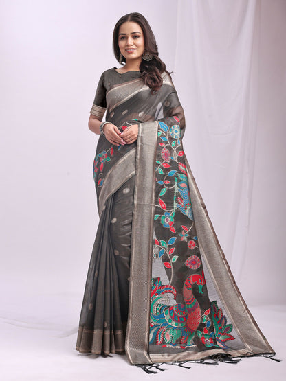 Shree Shyam Fashion Linen Cotton Grey Saree