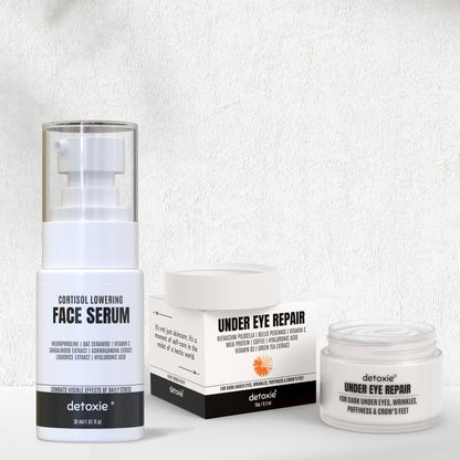 Detoxie Dark Circle & Cortisol Lowering Combo| Cortisol Lowering Serum 30 ml + Under Eye Cream 15gm