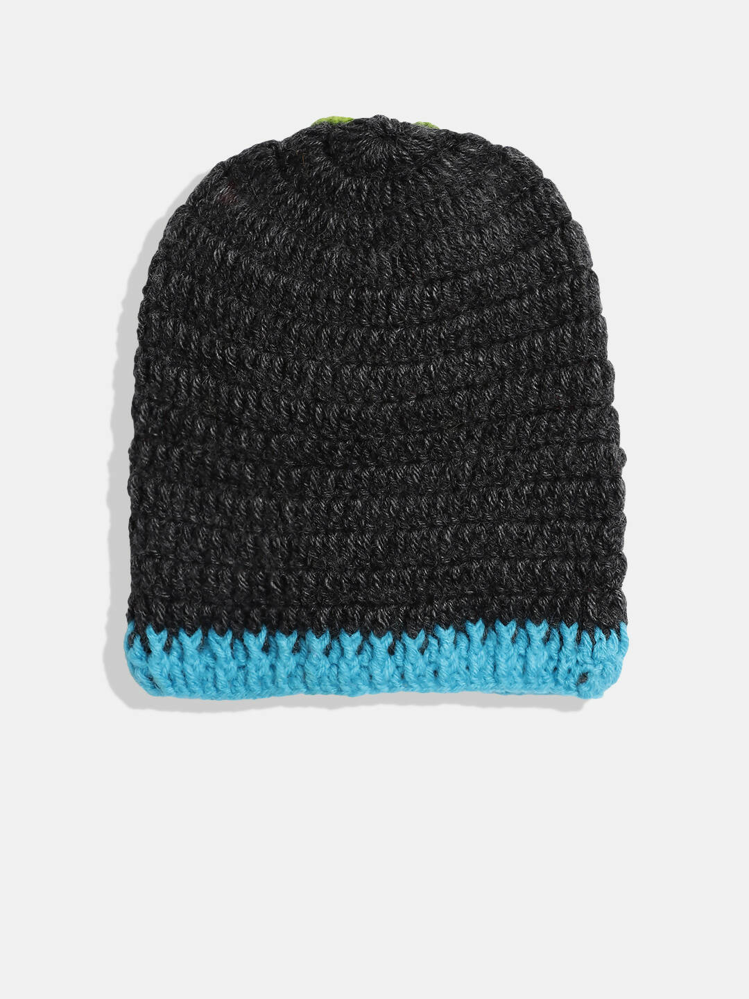 Chutput Kids Woollen Hand Knitted Flower And Beads Embellished Cap - Grey