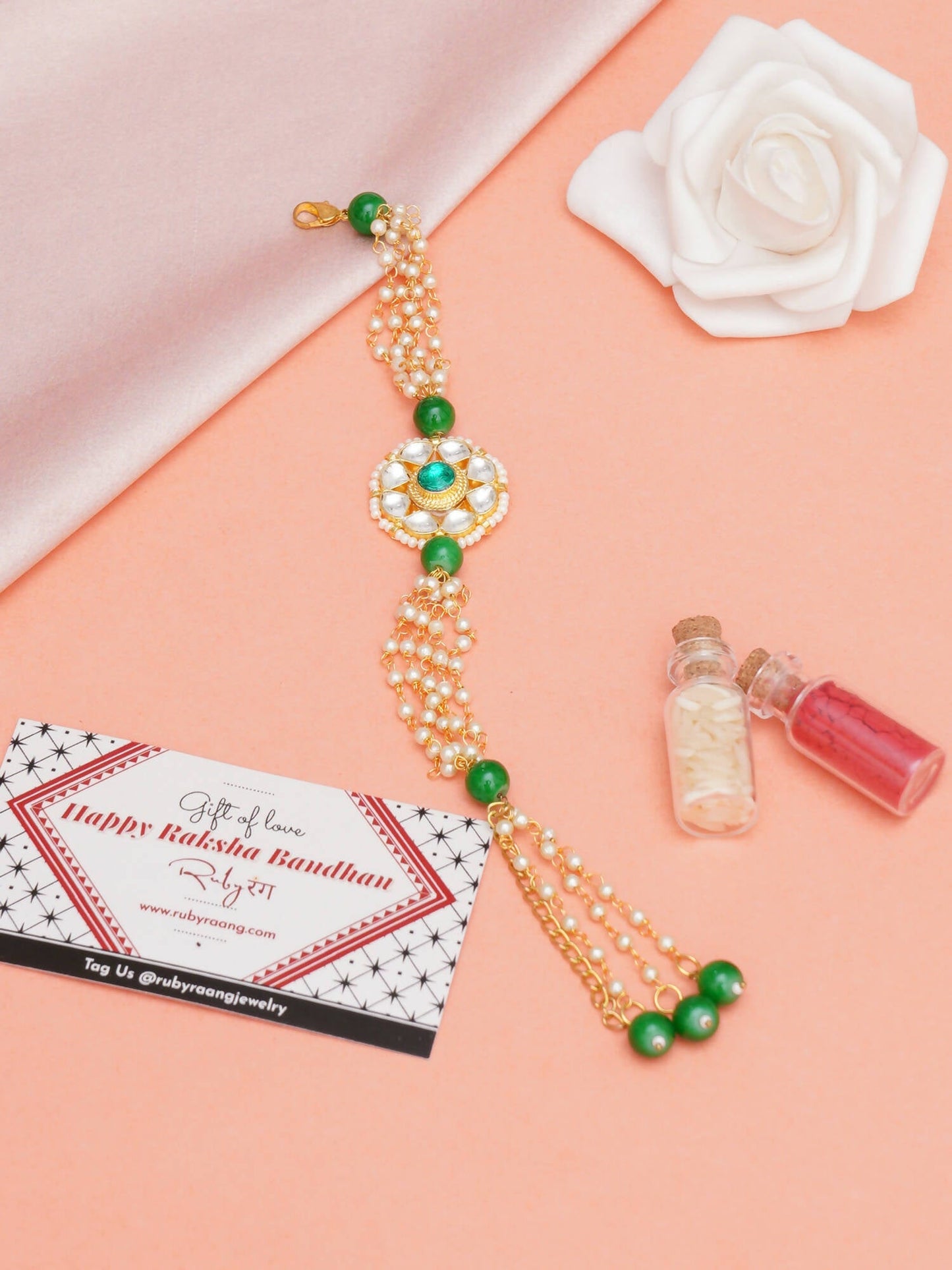 Designer kundan Rakhi - Ruby Raang