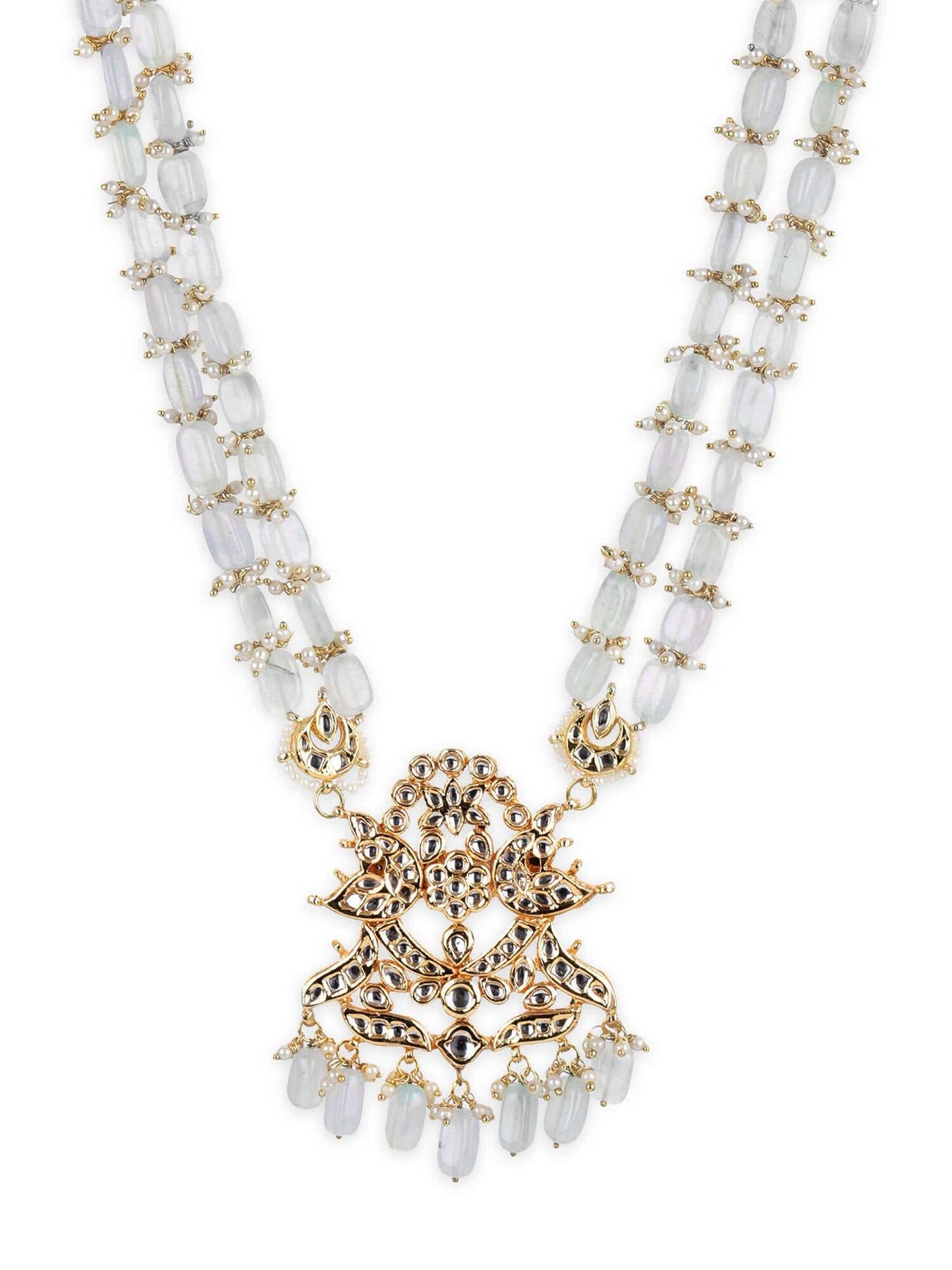 Gold-Toned White Brass Gold-Polished Necklace - Ruby Raang