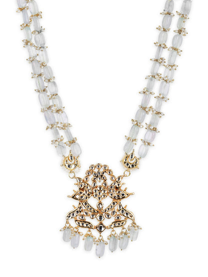 Gold-Toned White Brass Gold-Polished Necklace - Ruby Raang