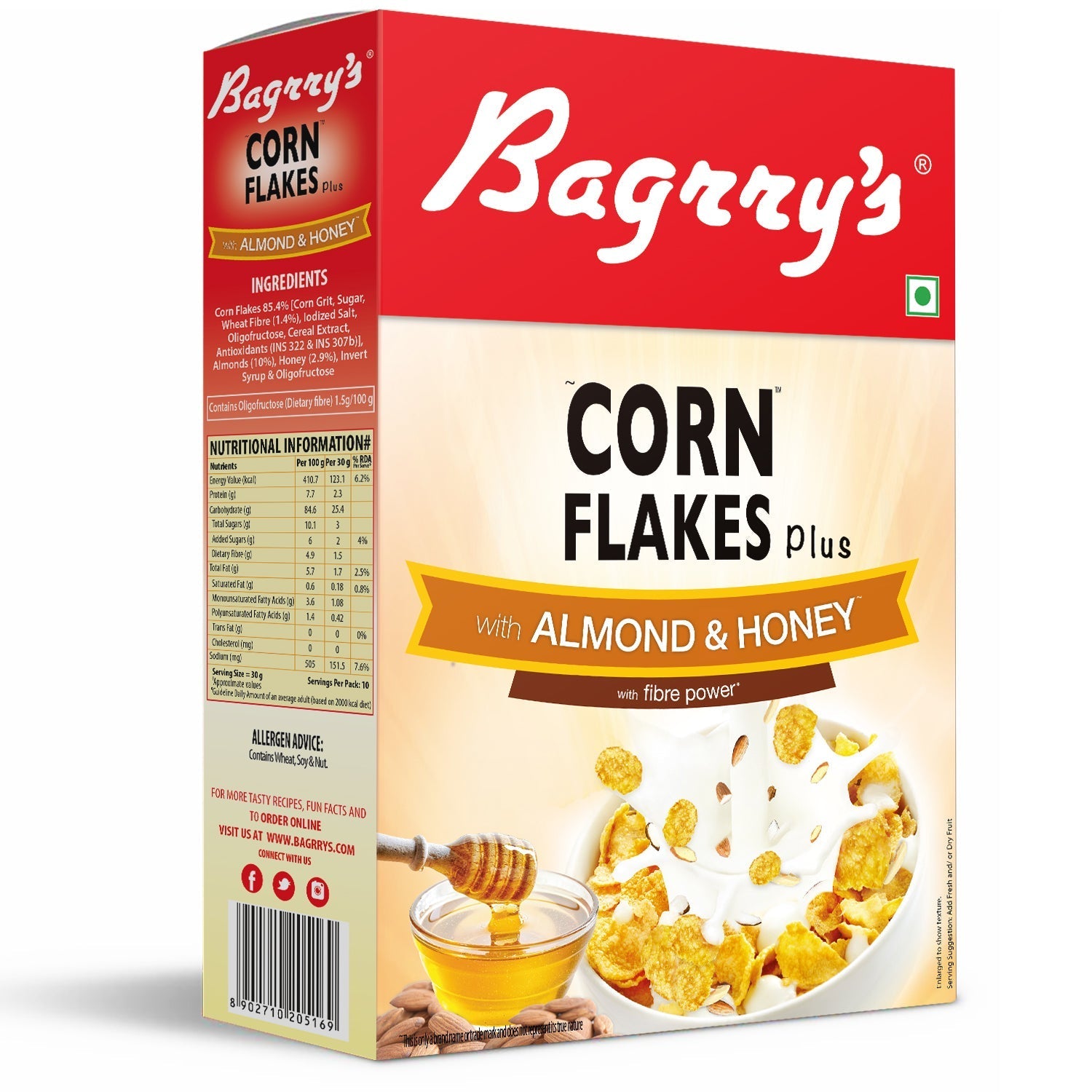 Bagrry's Corn Flakes Plus - Almond and Honey