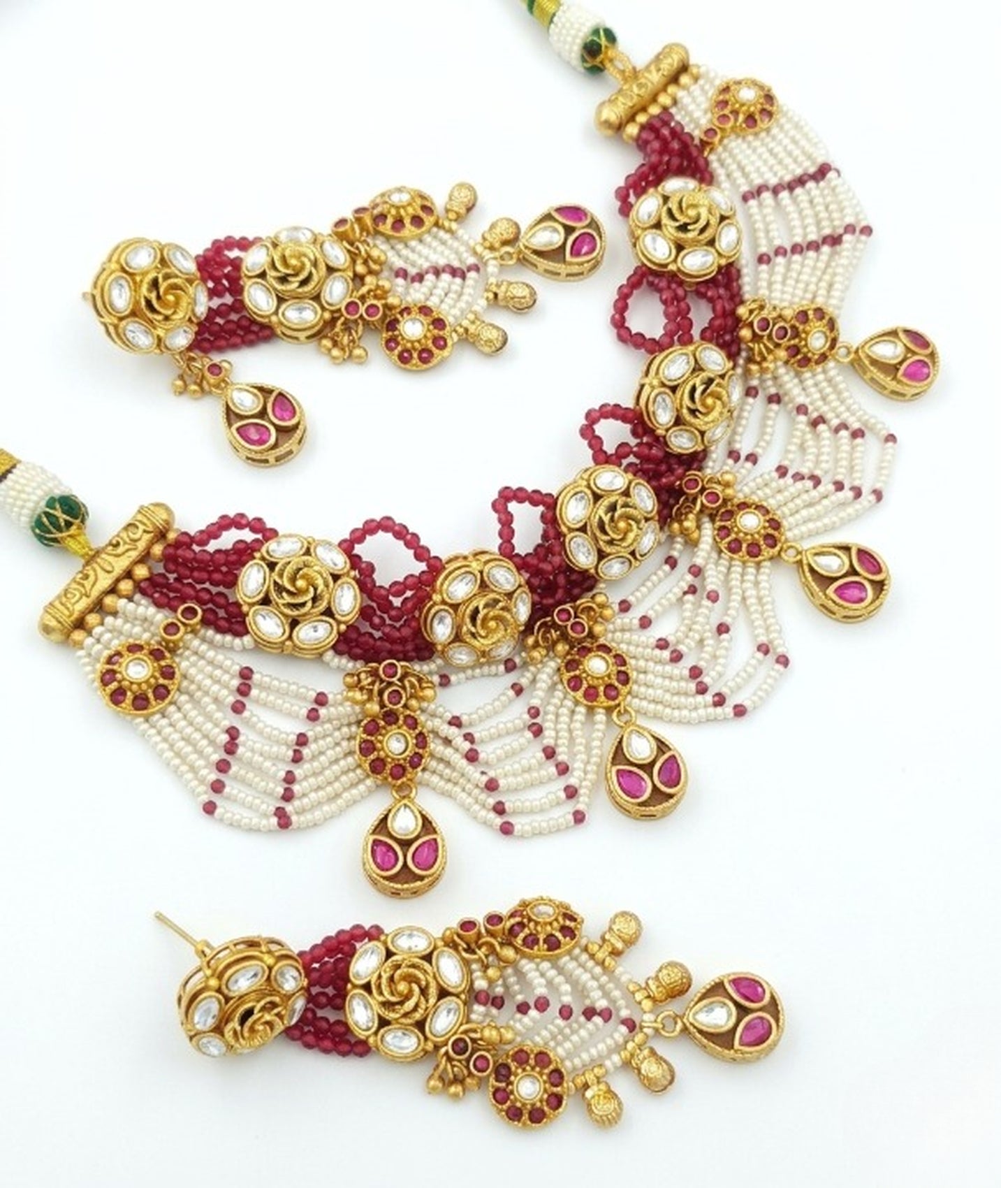Jewel City Handcrafted Kundan & Ruby Bead Choker Set | Traditional Indian Gold-Plated Bridal Jewelry