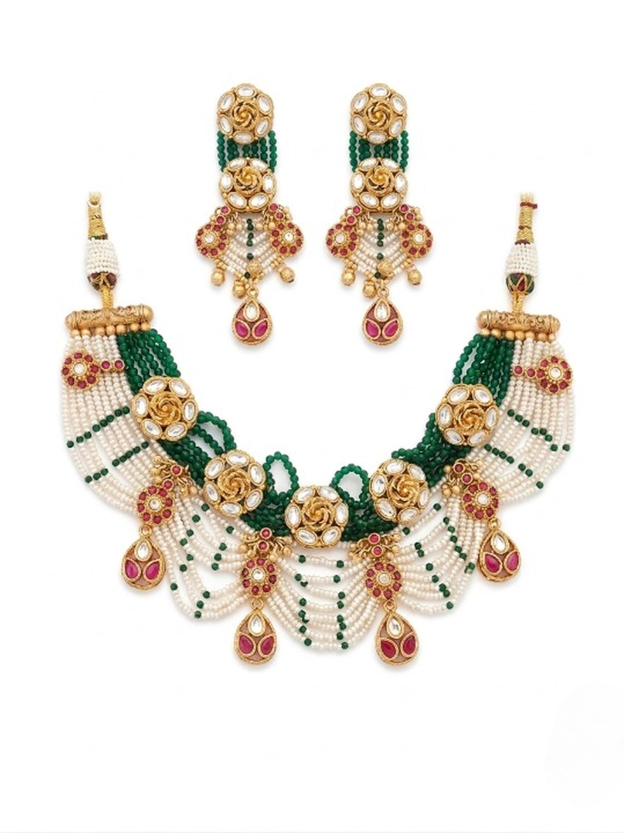 Jewel City Exquisite Kundan & Pearl Haar Set: Traditional Gold-Plated Choker for Weddings & Festivals
