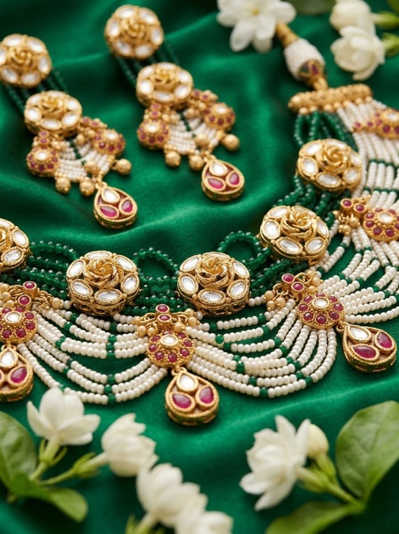 Jewel City Exquisite Kundan & Pearl Haar Set: Traditional Gold-Plated Choker for Weddings & Festivals