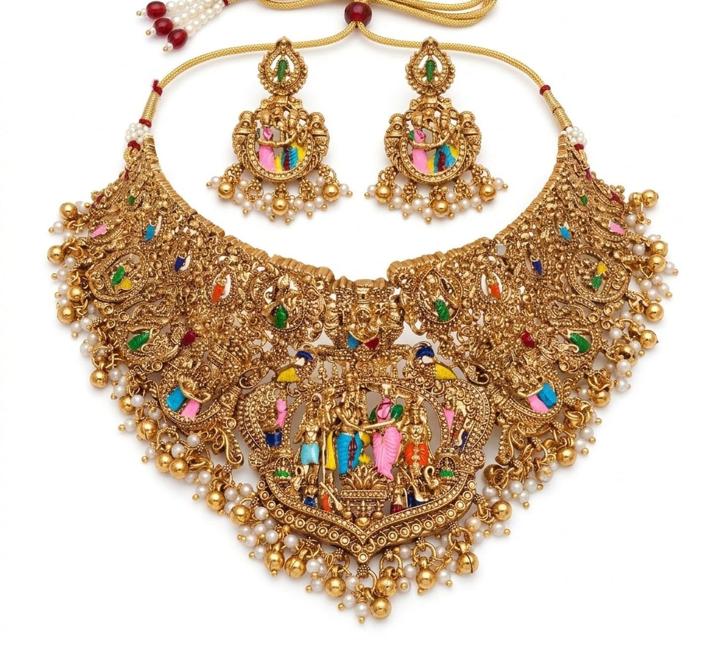 Jewel City Handcrafted Temple Jewellery: Intricate Gold-Plated Choker Set