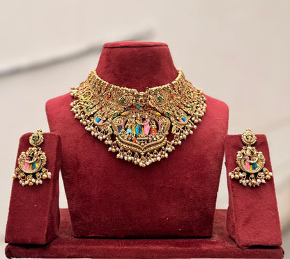 Jewel City Handcrafted Temple Jewellery: Intricate Gold-Plated Choker Set