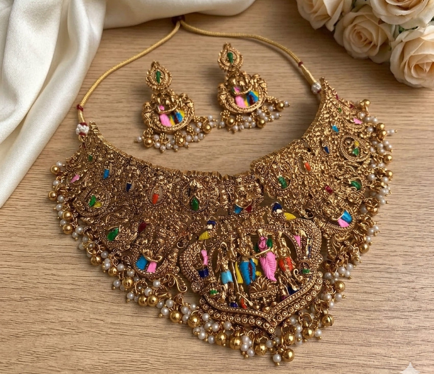 Jewel City Handcrafted Temple Jewellery: Intricate Gold-Plated Choker Set