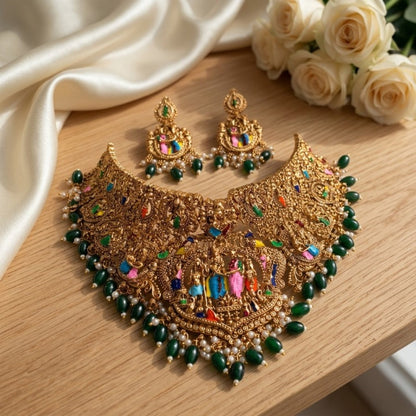Jewel City Handcrafted Temple Jewellery: Intricate Gold-Plated Choker Set