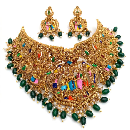 Jewel City Handcrafted Temple Jewellery: Intricate Gold-Plated Choker Set