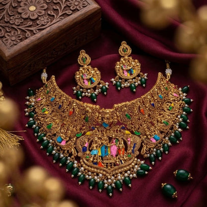 Jewel City Handcrafted Temple Jewellery: Intricate Gold-Plated Choker Set