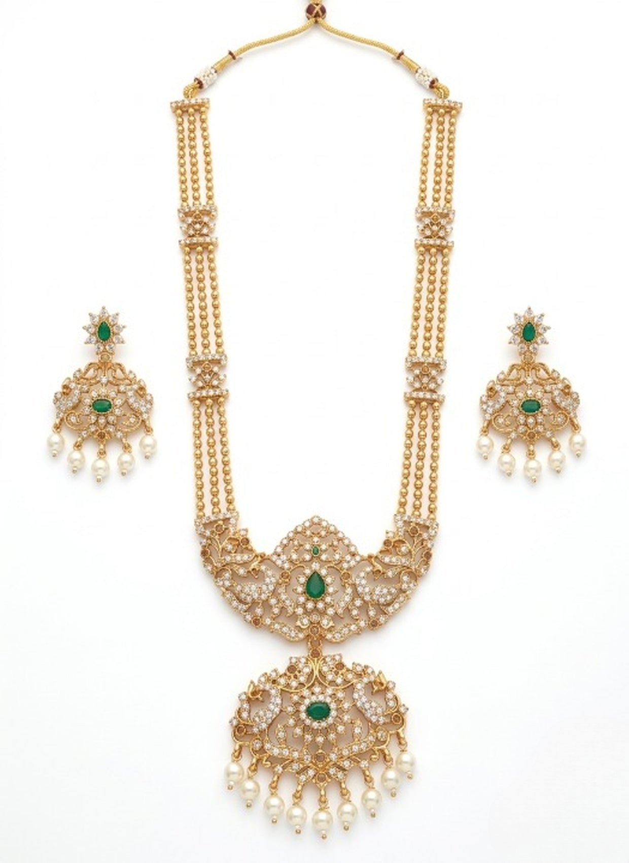 Jewel City Handcrafted Traditional Gold-Plated Temple Jewelry Set | Ethnic Bridal Lakshmi Necklace & Earrings for Women