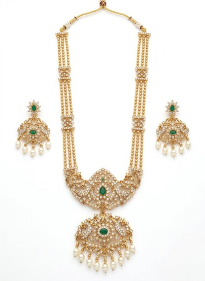 Jewel City Handcrafted Traditional Gold-Plated Temple Jewelry Set | Ethnic Bridal Lakshmi Necklace & Earrings for Women