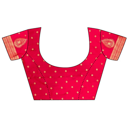Joban Fashion Crimson Red Motifs Zari Weaving Soft Silk Banarasi Saree