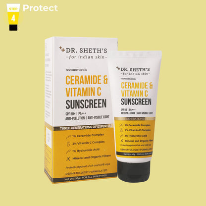 Dr. Sheth's Ceramide & Vitamin C Sunscreen SPF 50 & PA +++ - 50 gms