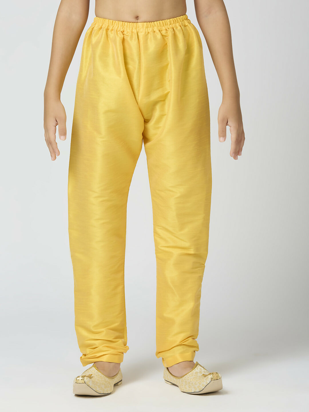 Joban Fashion Kids Island Full Sleeves Chanderi Kurta, Pyjama Set with Traditional Butta Work - Yellow