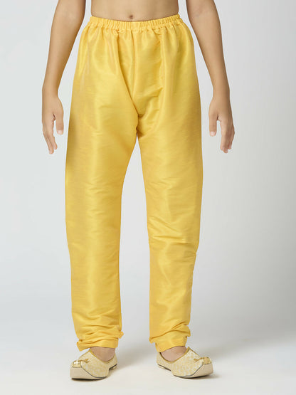 Joban Fashion Kids Island Full Sleeves Chanderi Kurta, Pyjama Set with Traditional Butta Work - Yellow