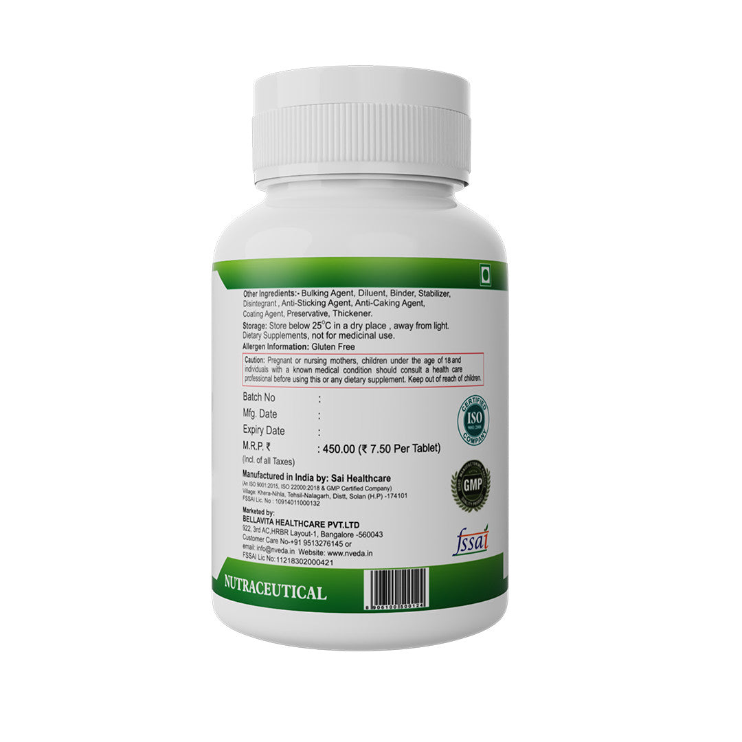 Nveda Calcium Magnesium Zinc Vit D3 and Vit B 12 Tablets - 60 Tablets