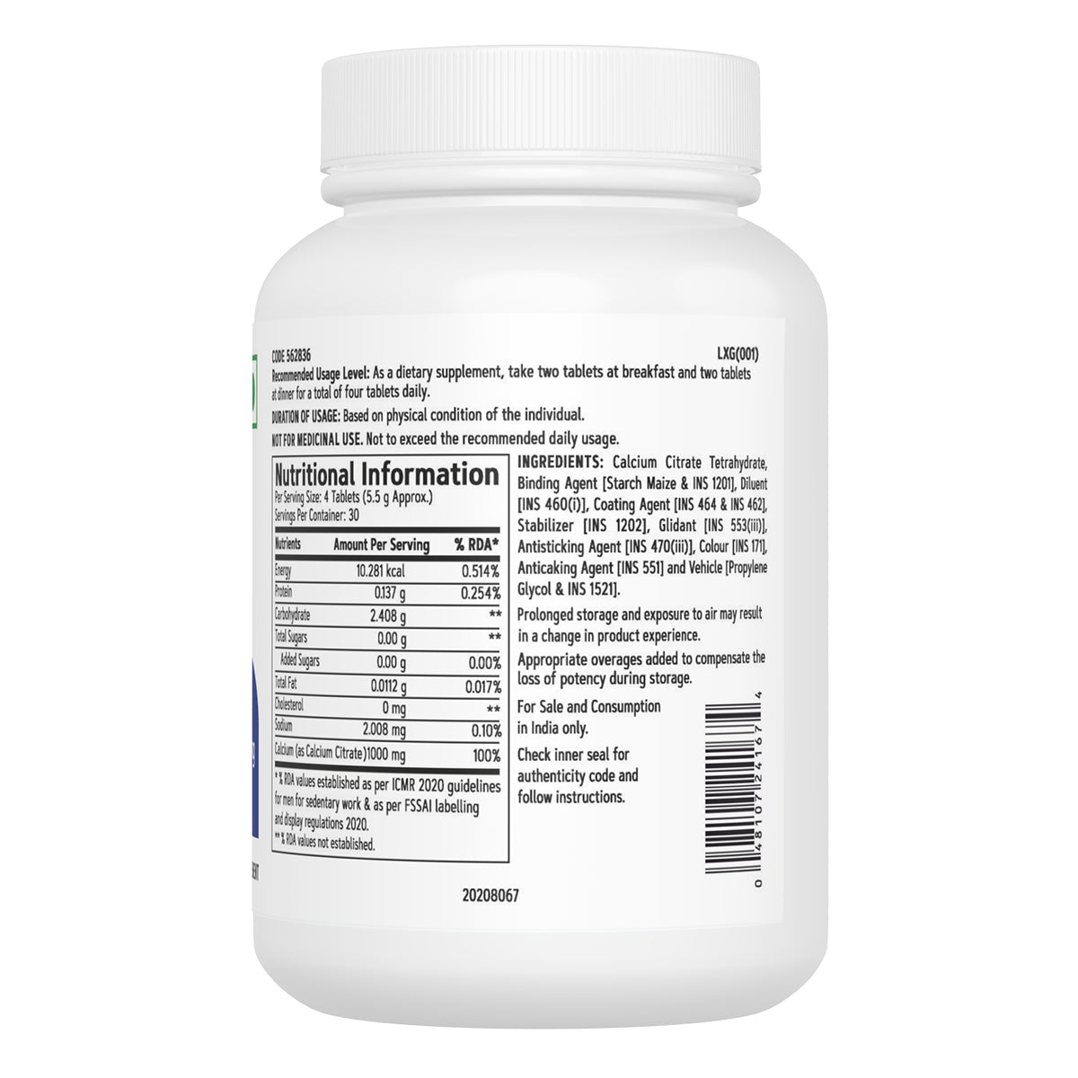 GNC Calcium Citrate Vegetarian Capsules – 120 Caps
