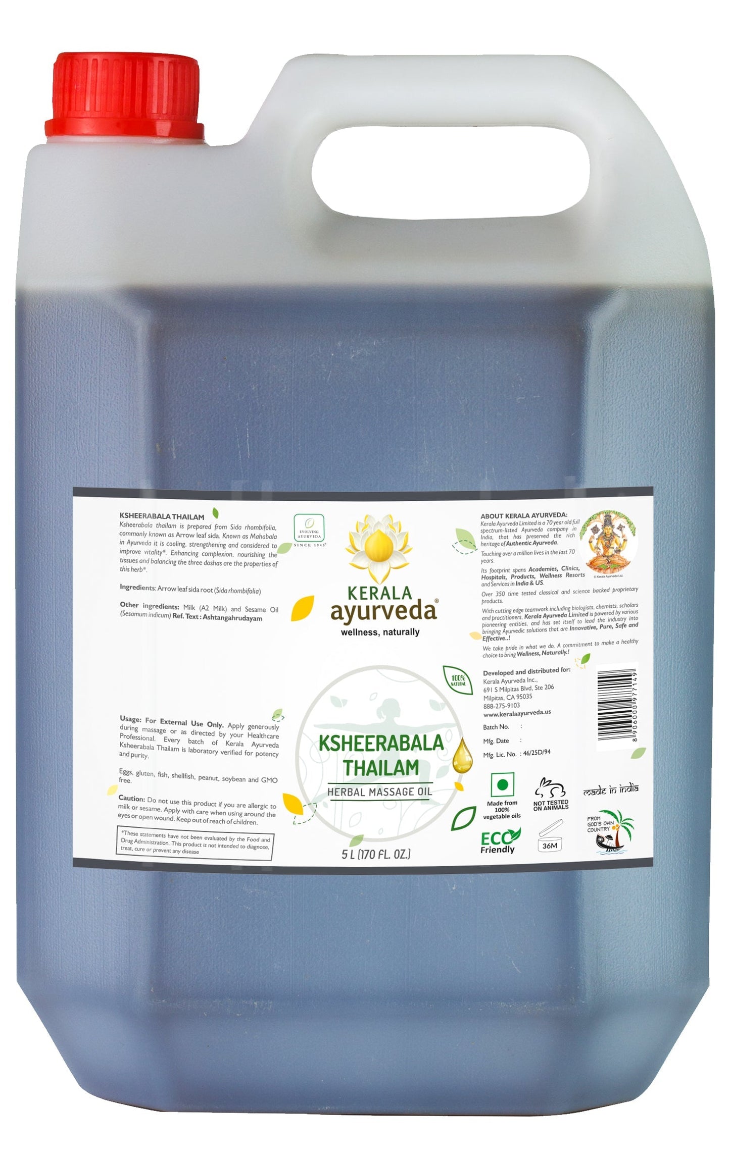 Kerala Ayurveda USA Calming Body Oil - Ksheerabala Thailam