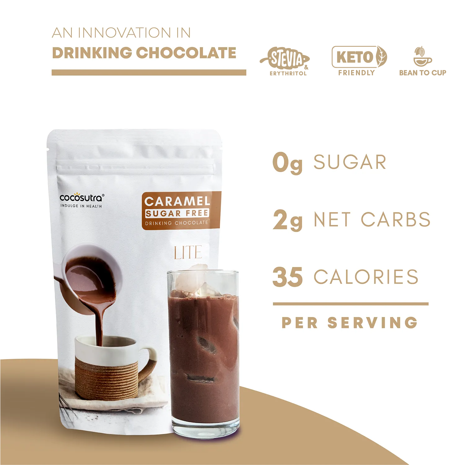 Cocosutra Sugar Free Drinking Chocolate Mix Caramel - 200 gms