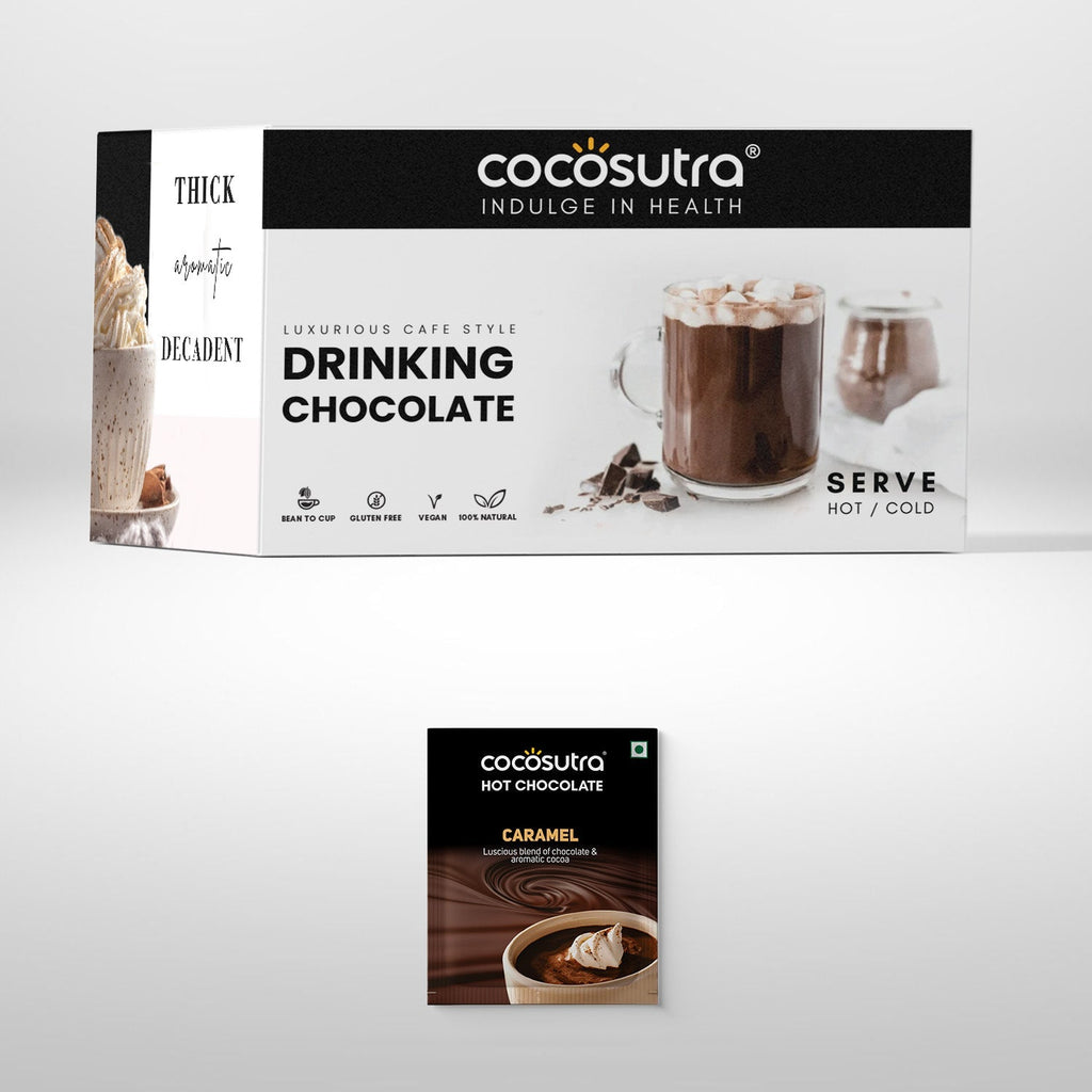 Cocosutra Caramel Hot Chocolate Travel Friendly Gift Hamper 20 Pack - 400 gms