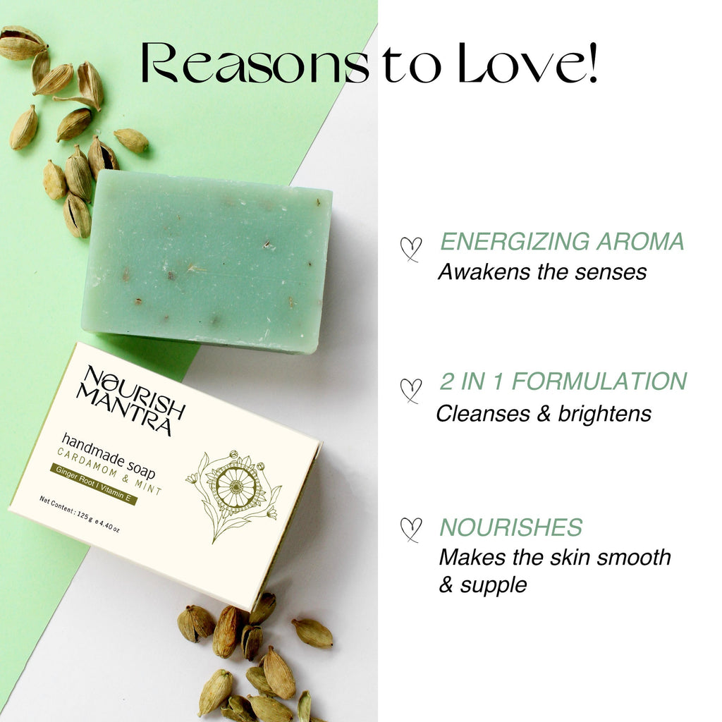 Nourish Mantra Cardamom & Mint Handmade Bathing Bar Soap - 125 gms