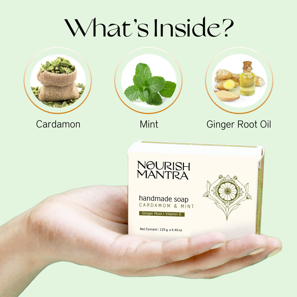 Nourish Mantra Cardamom & Mint Handmade Bathing Bar Soap - 125 gms