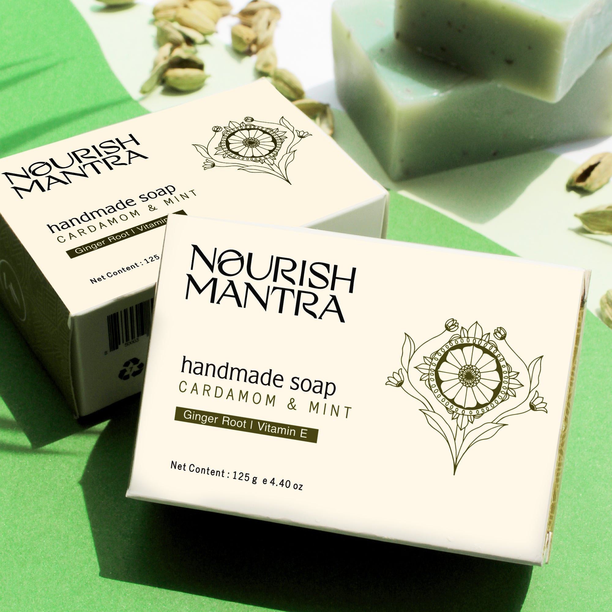 Nourish Mantra Cardamom & Mint Handmade Bathing Bar Soap - 125 gms